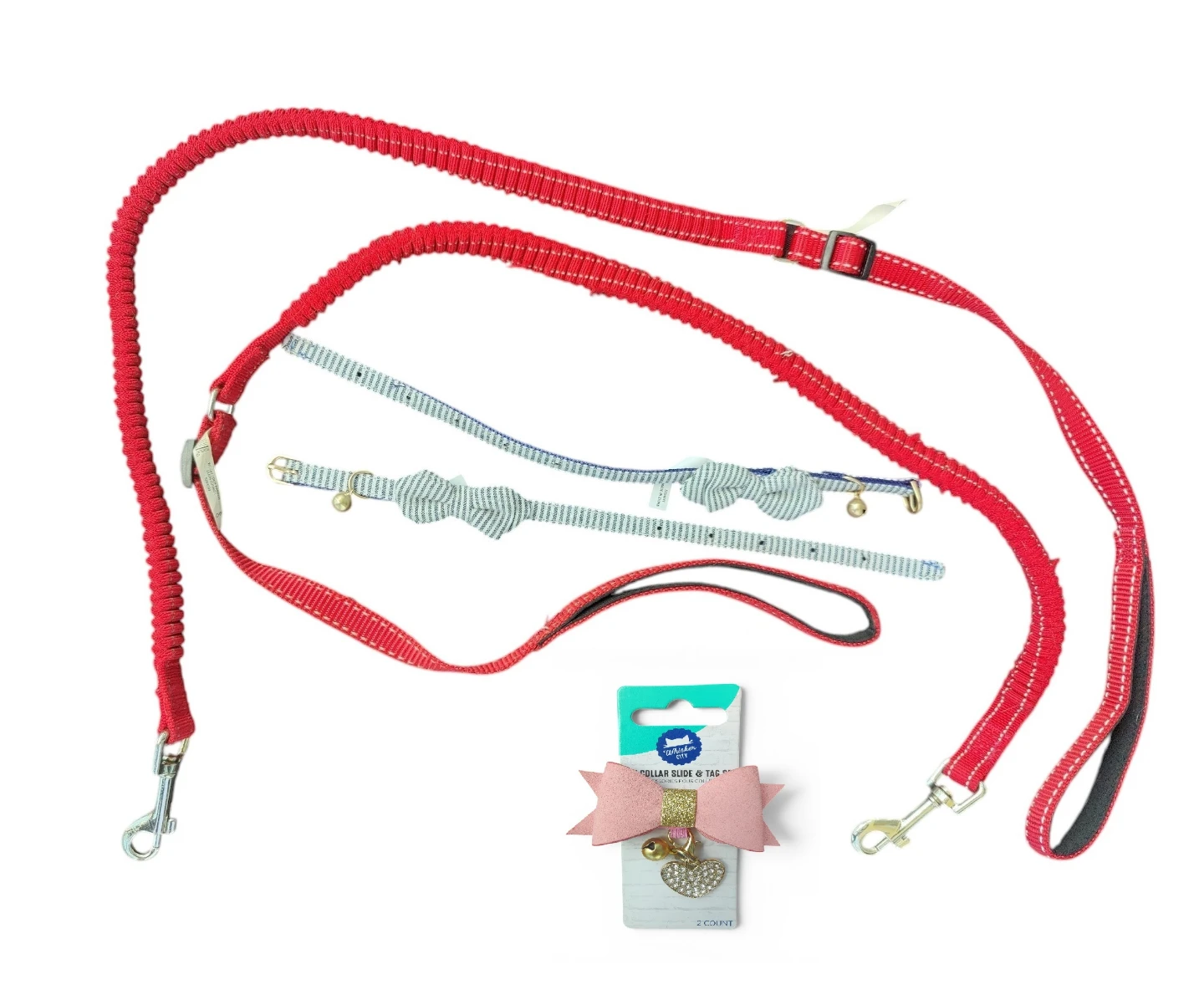 Cute Cat / Small Dog Accessories Bundle –Collars, Leashes, Bow