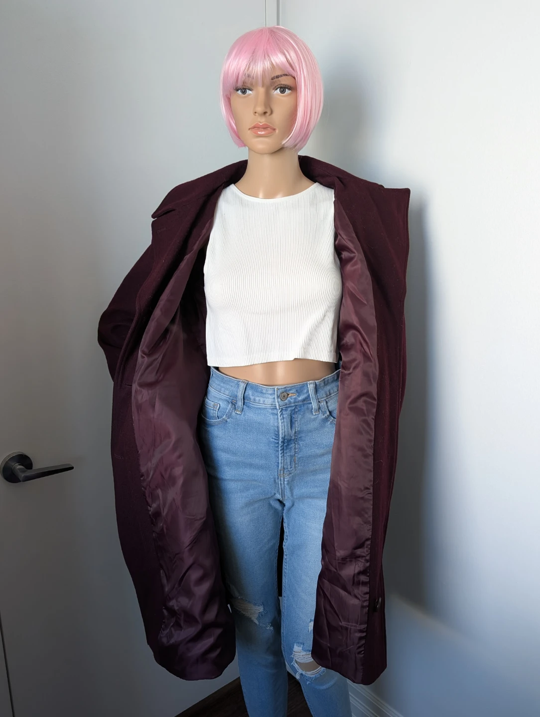 Anne Klein Burgundy-Plum Wool Blend Coat - photo 5