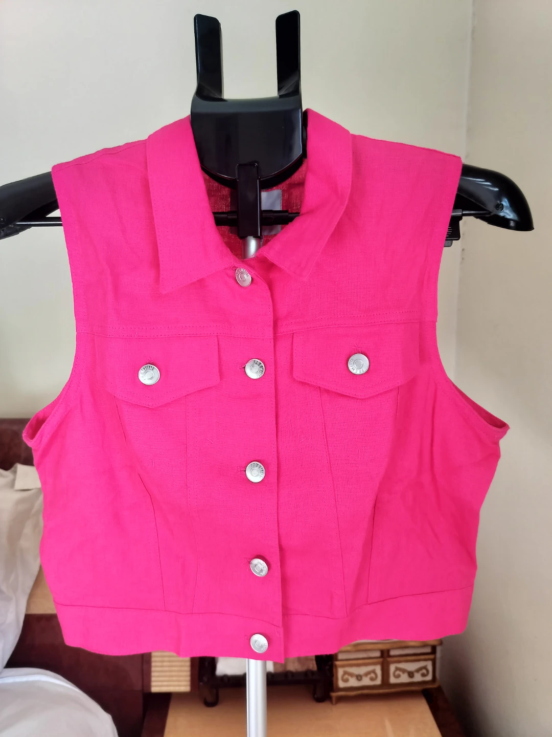 CHI-CHI NYC Linen Vest - Bright Pink - Size M