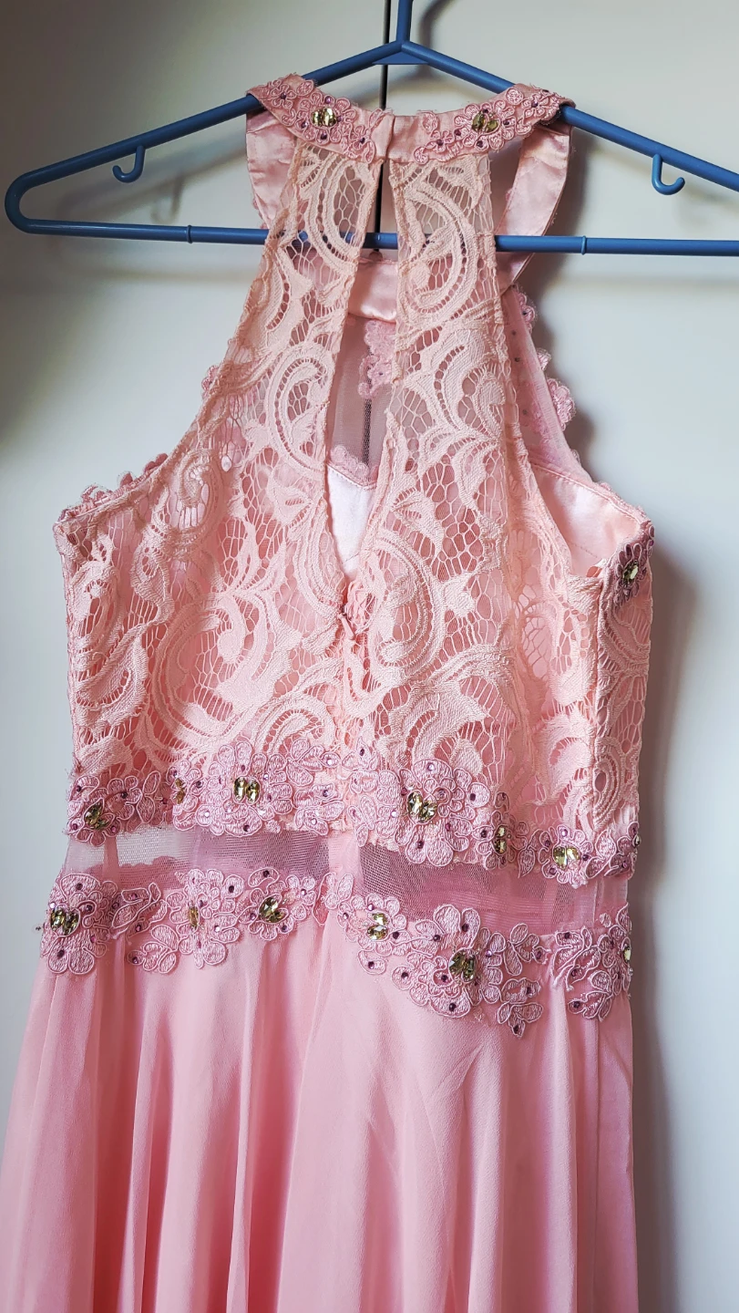 Pink Lace Embellished Halter Dress - photo 4