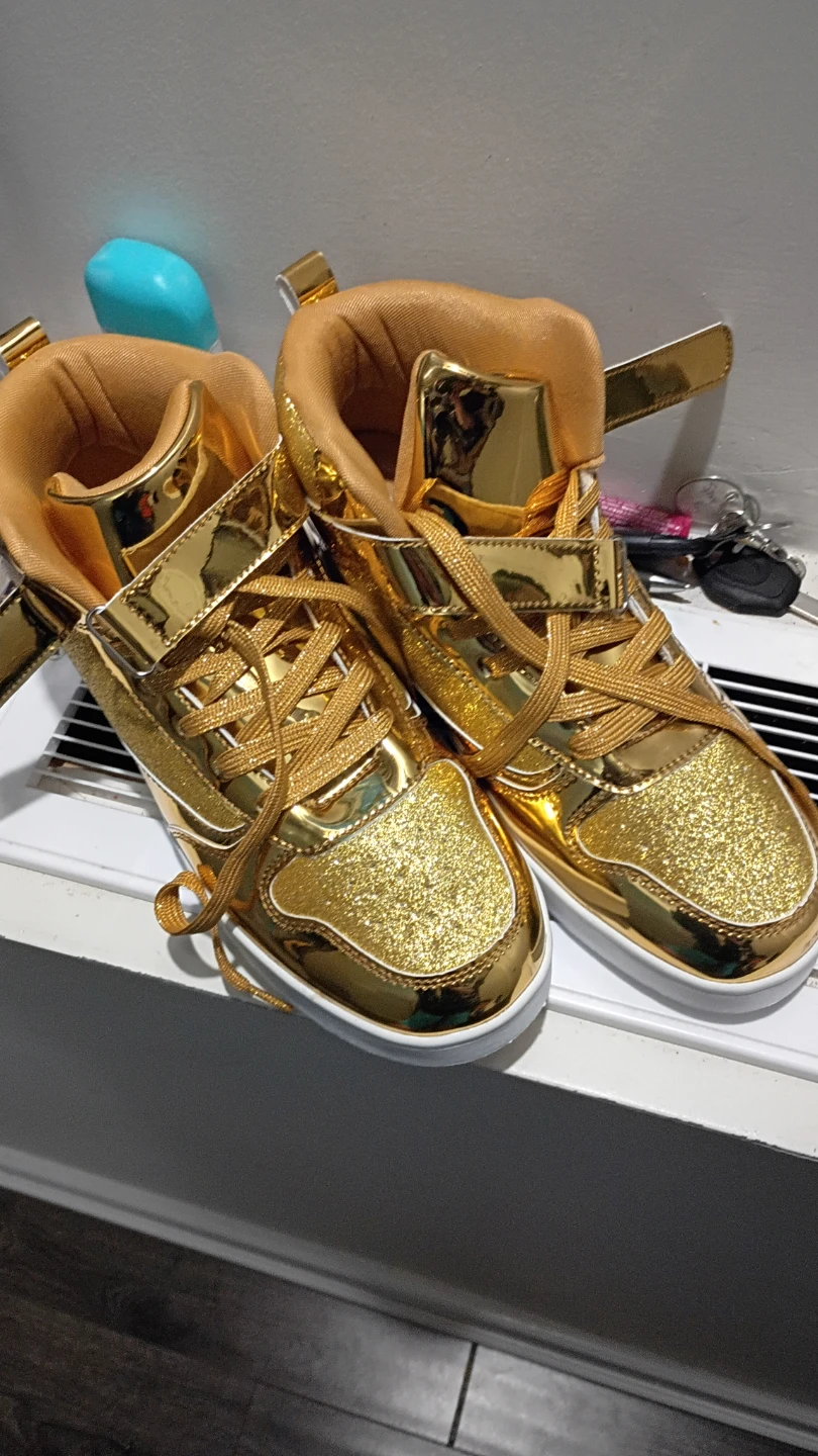 Gold Glitter High-Top Sneakers