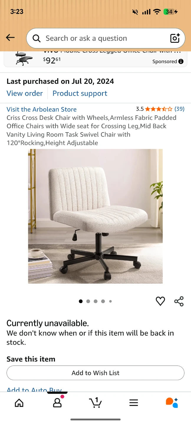 Arolean Criss Cross Fabric Office Chair
