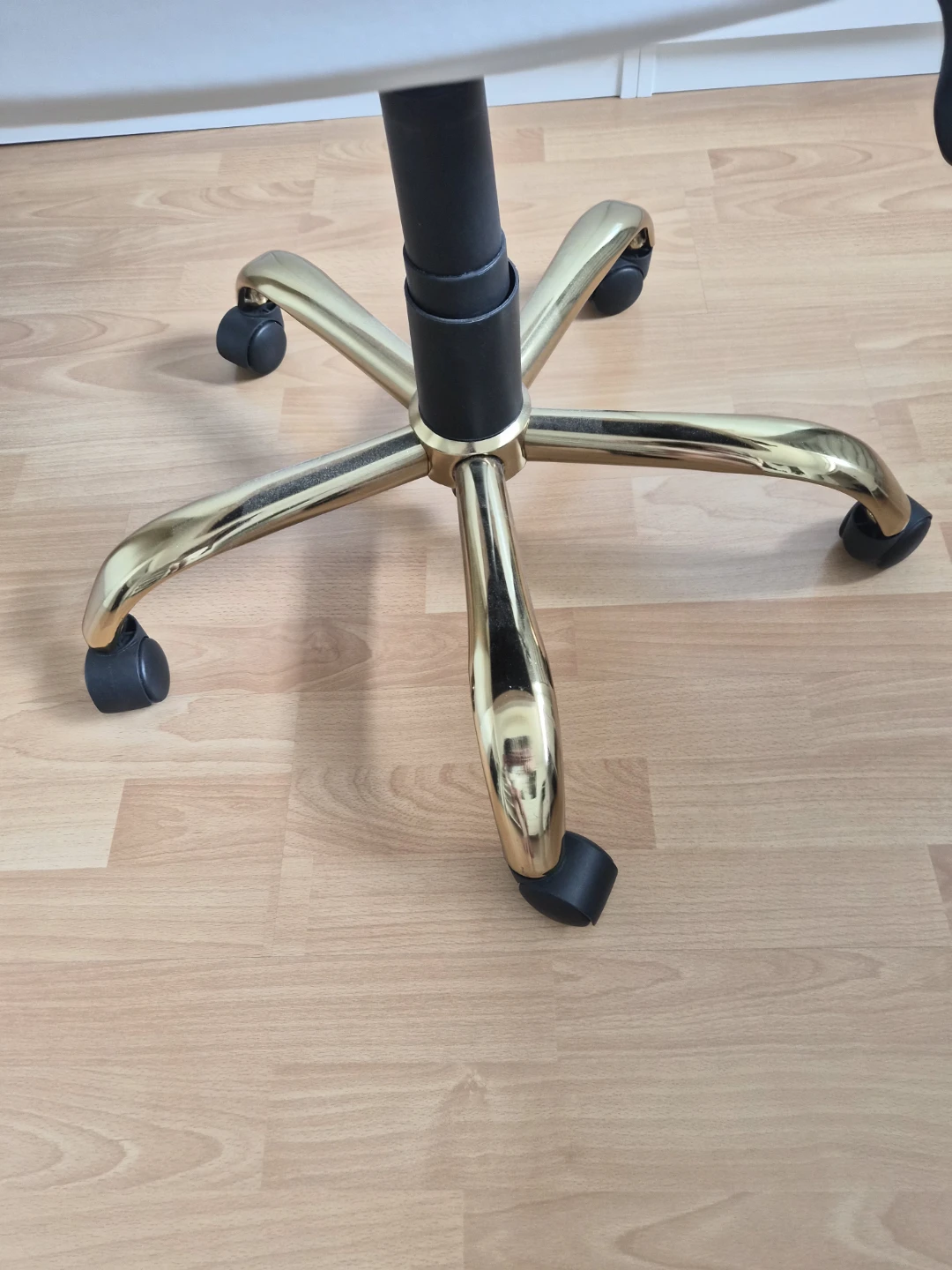 White Faux Leather Office Chair with Gold Accents - photo 3
