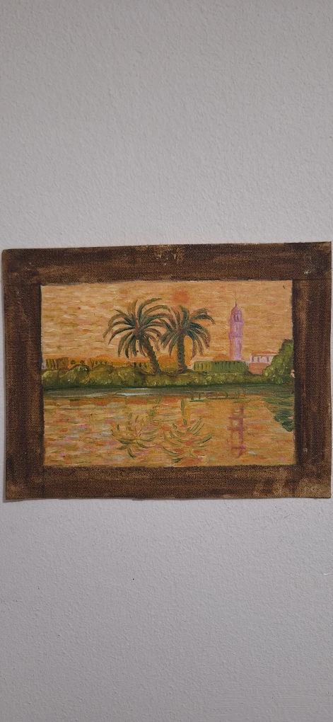Landscape  Oil Painting with Palm Trees - photo 2