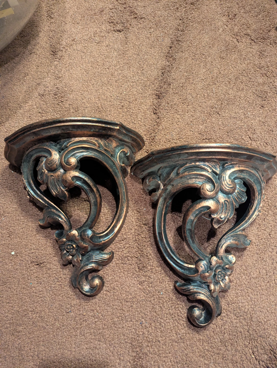 Set of 2 Vintage KORELCO Decorative Wall Shelf Brackets