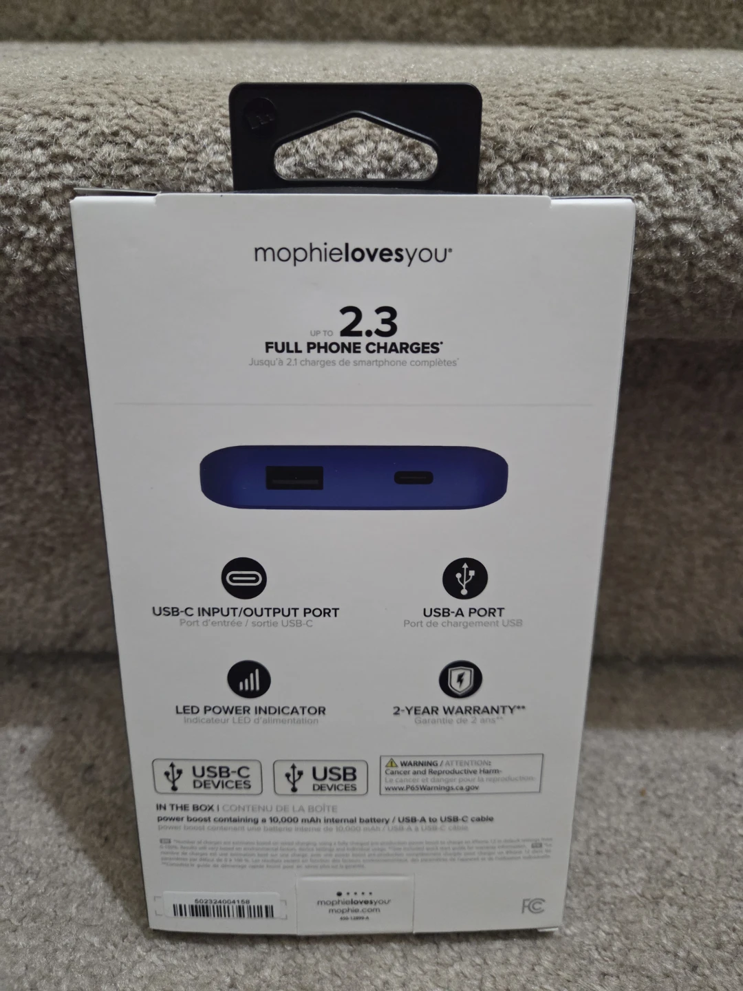 Mophie Power Boost Portable Battery 10,000 mAh Navy Blue - photo 2