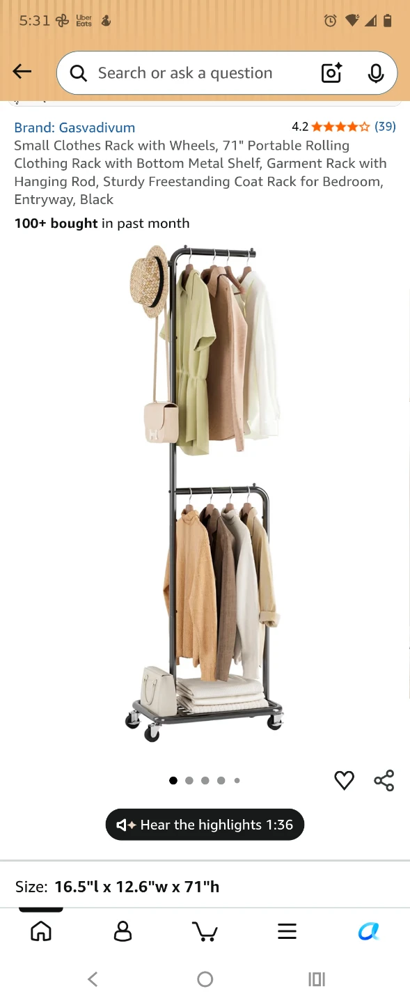 Rolling Clothing Rack