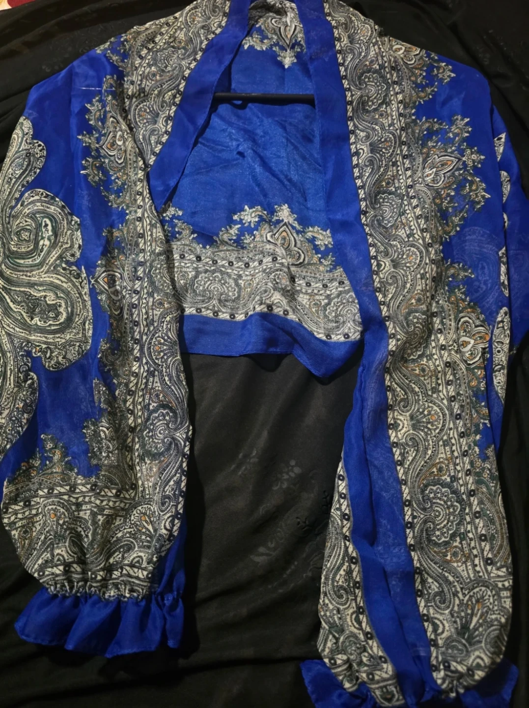 New Blue Paisley Print Sheer Kimono/Cardigan - photo 2