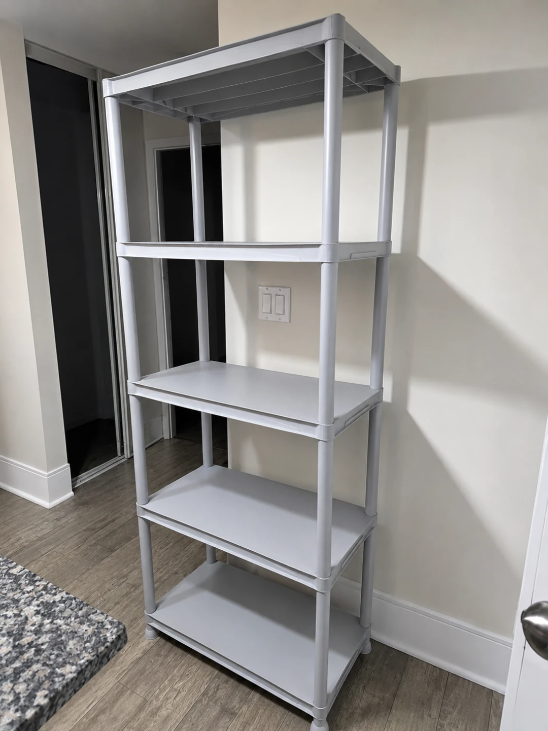 Grey 5-Tier Plastic Shelving Unit