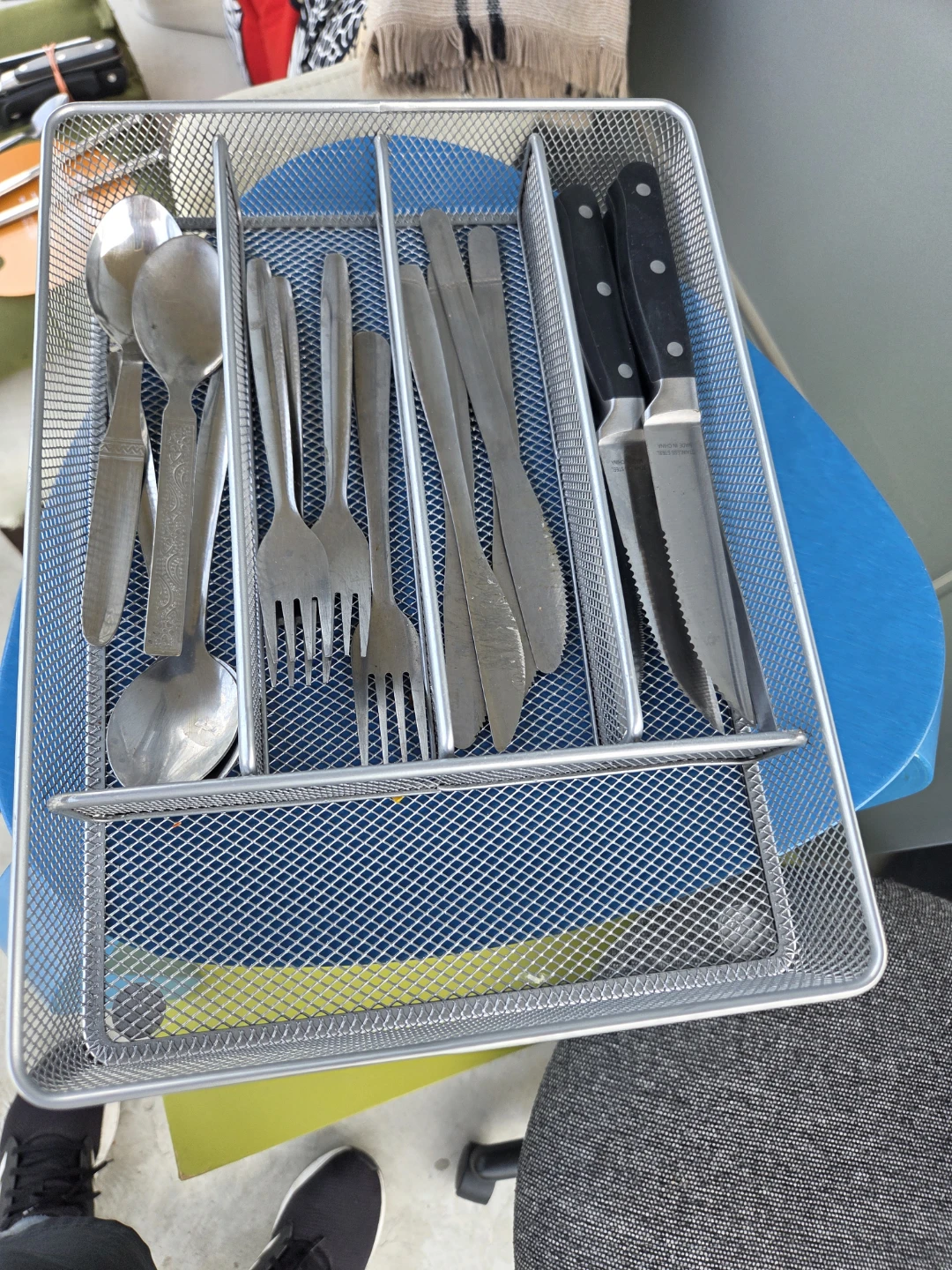 Silver Mesh Cutlery Organizer Tray