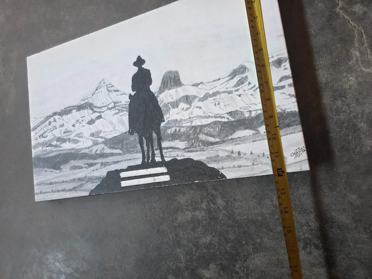 Cowboy on Horseback Painting - photo 4