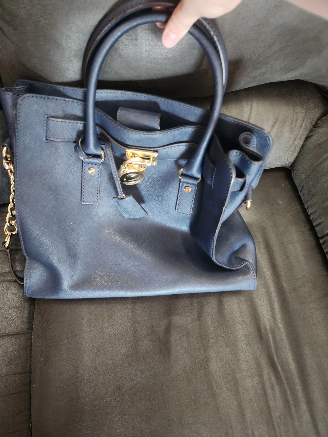 Michael Kors Navy Blue Leather Satchel Handbag - photo 2