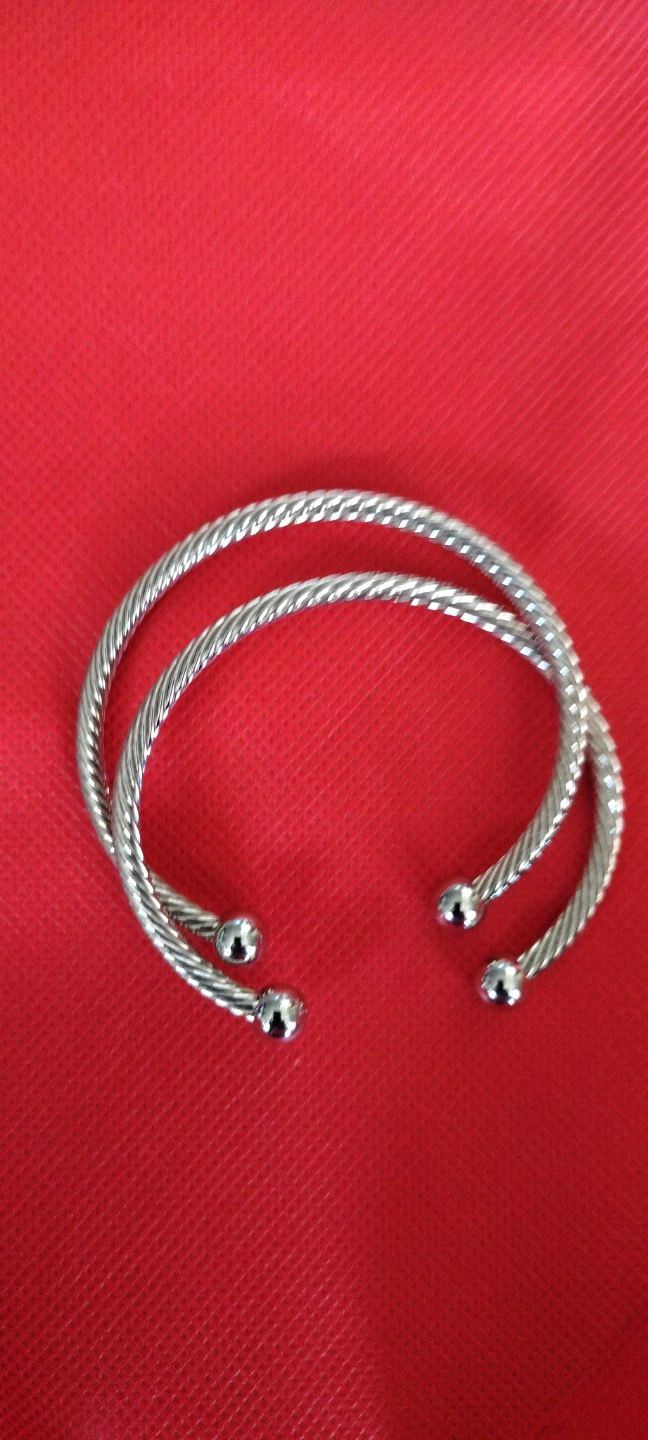 Silver Twisted Bangle Bracelets (Set of 2)