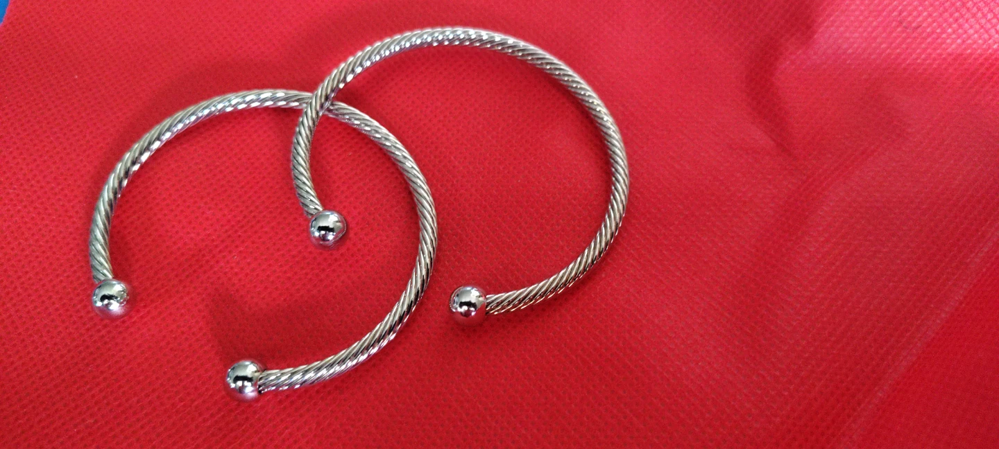 Silver Twisted Bangle Bracelets (Set of 2) - photo 2
