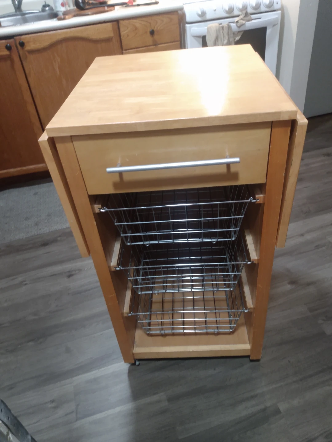 Wooden Kitchen Cart with Drop Leaf Sides