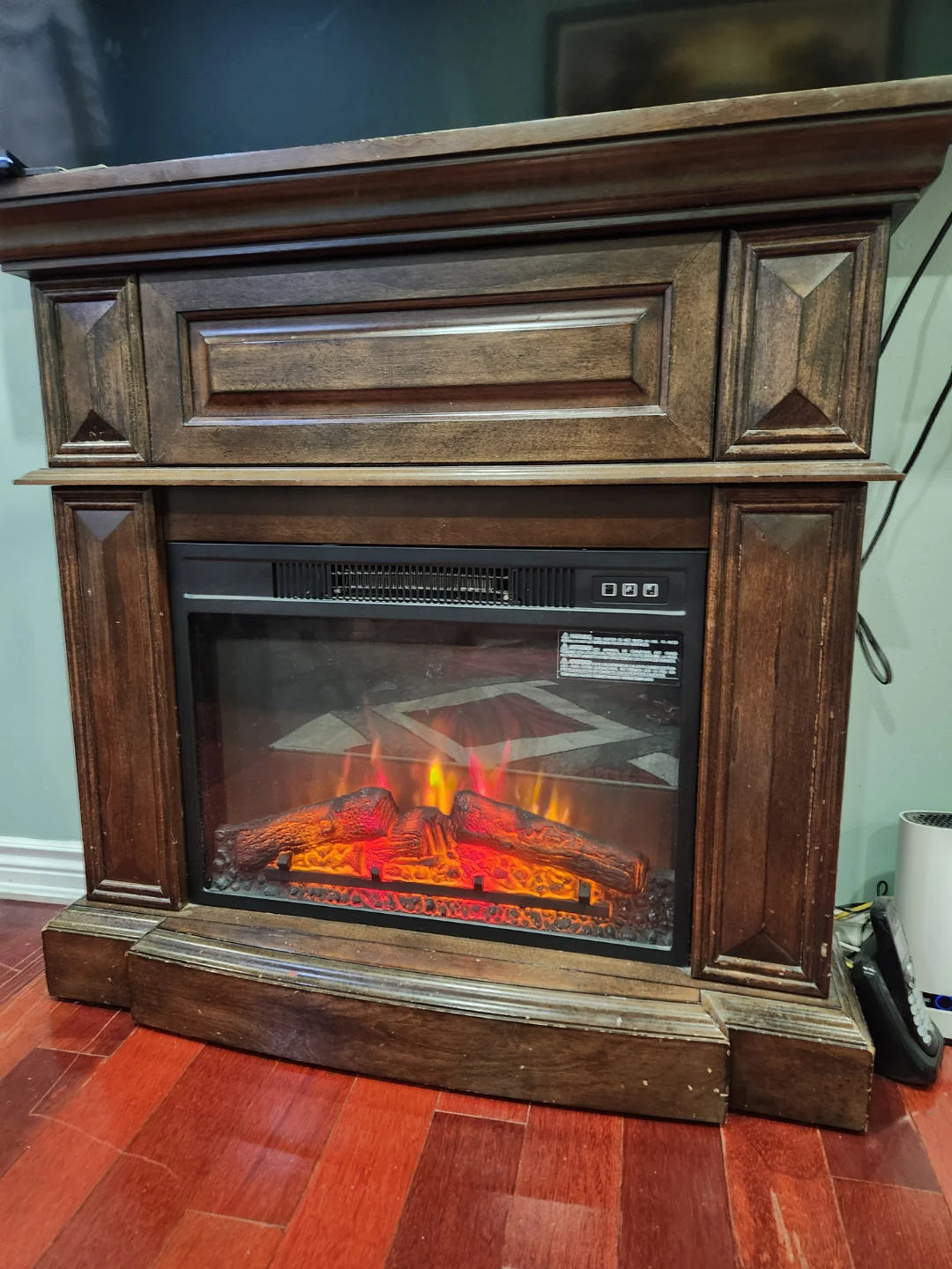 Electric Fireplace with Wooden Mantle - photo 2