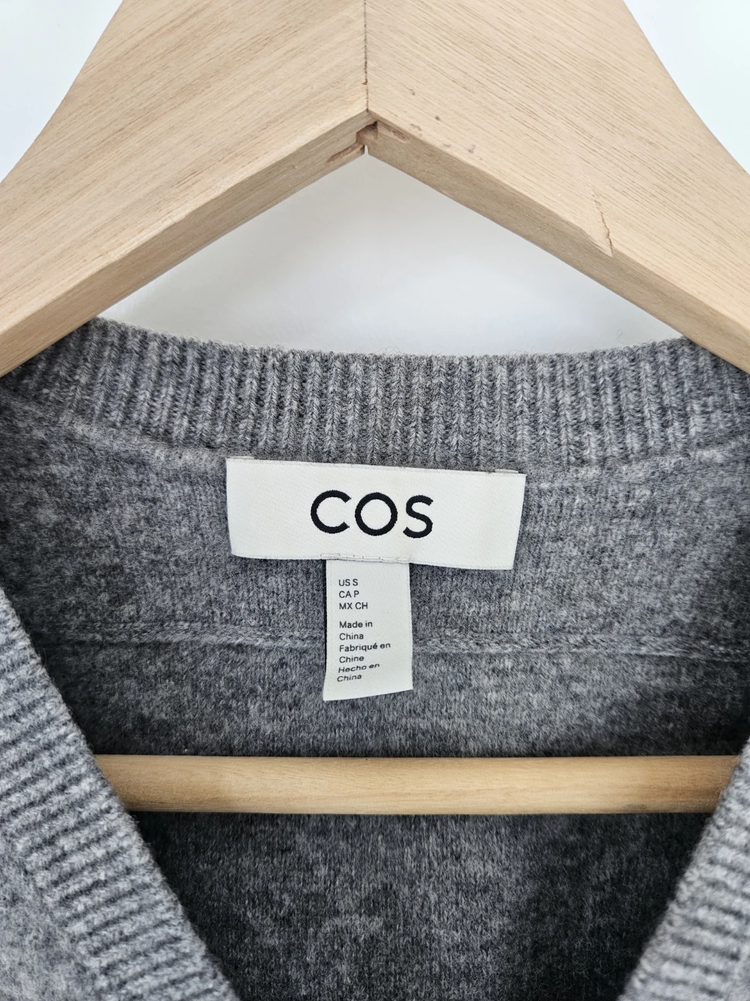 COS Grey V-Neck Sleeveless Sweater Vest - Size S - photo 2