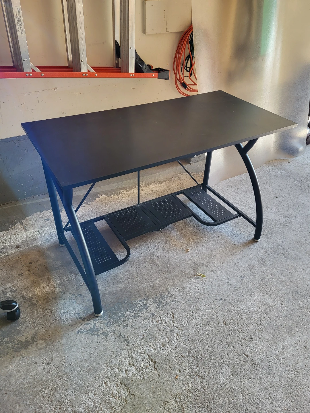 Black Metal Desk with Shelf