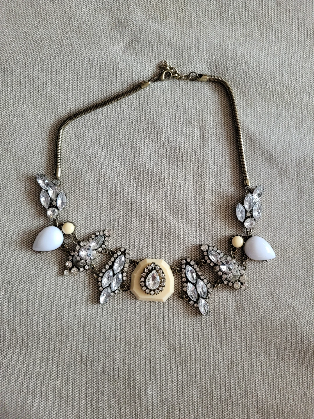 Statement Necklace with Crystals and Cream Accents