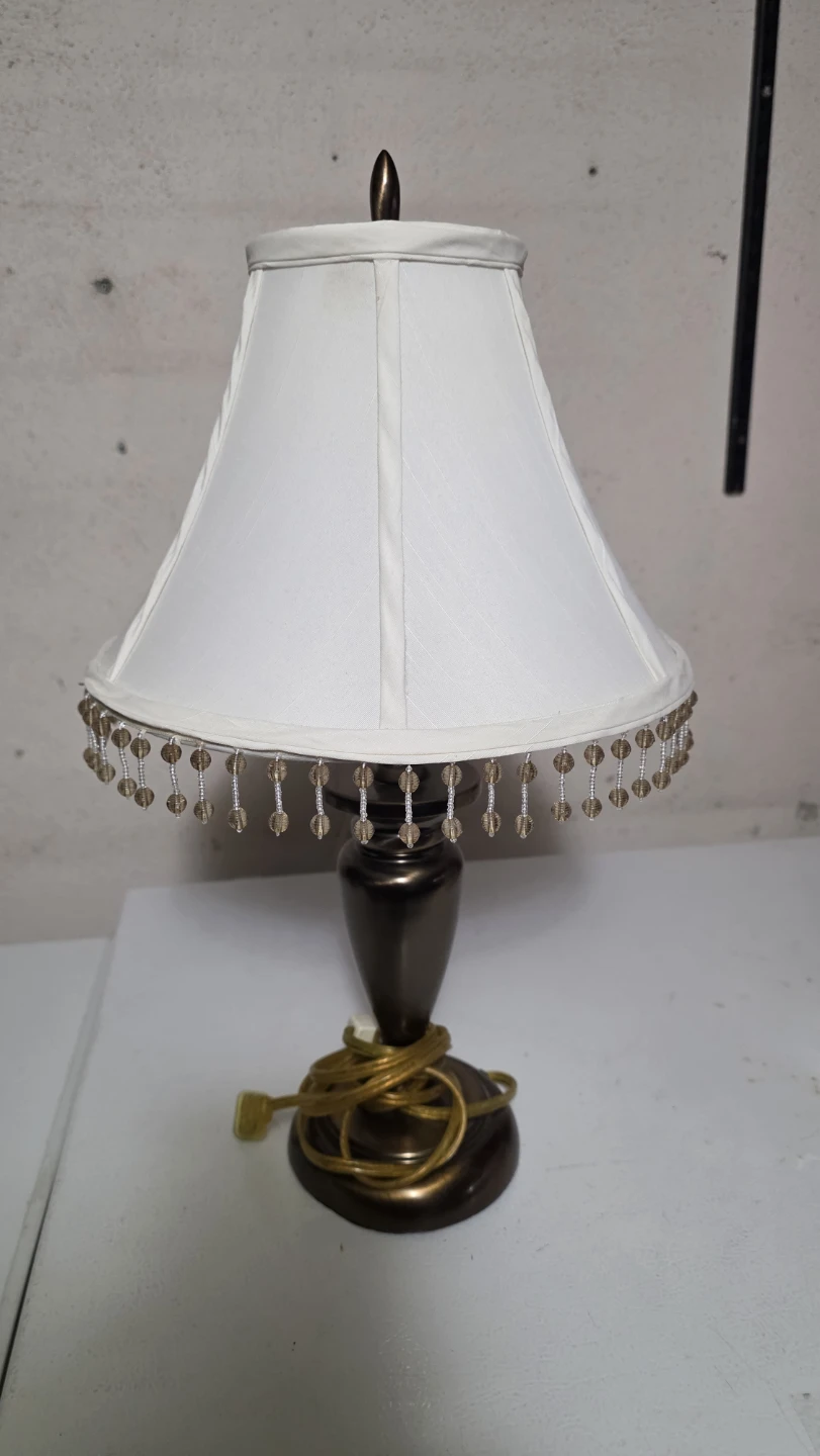 Table Lamp with White Shade and Beaded Trim - photo 2