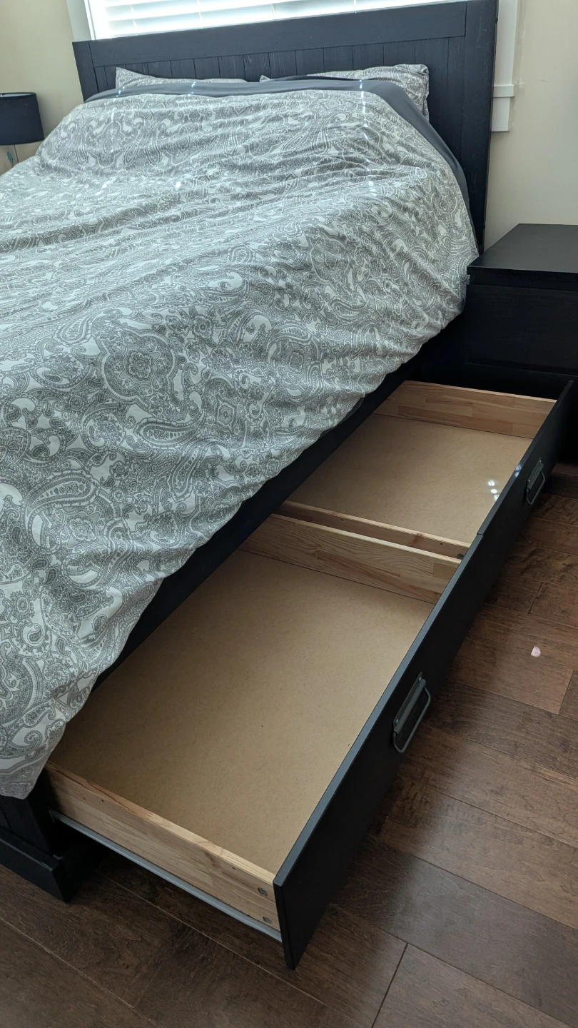 IKEA Fjell Storage Queen Bed Frame with Drawers + Box Spring - photo 3