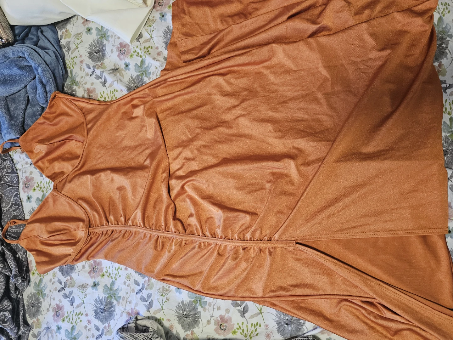 Orange Ruched Maxi Dress