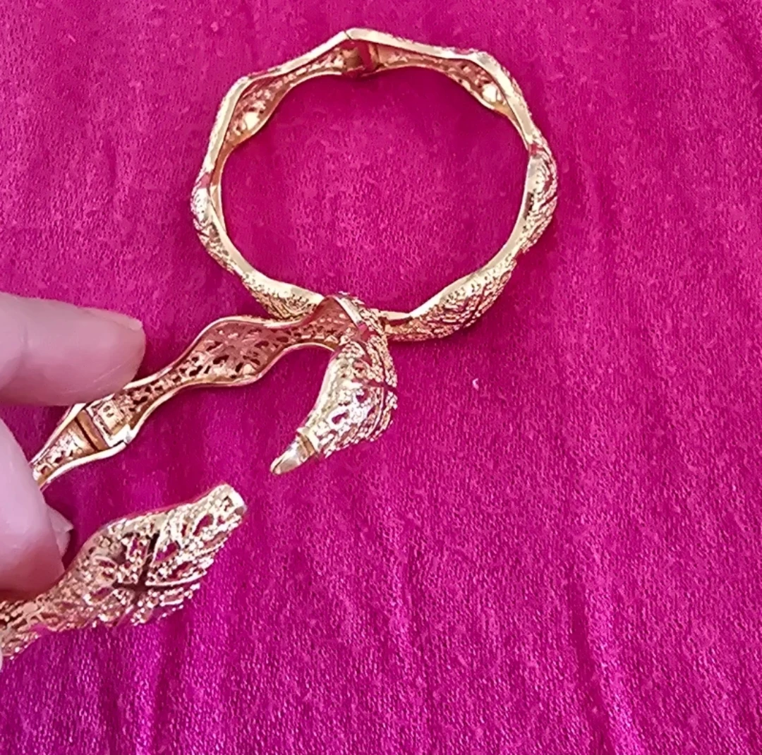 Kids Gold Tone Filigree Bangle Bracelets (Set of 2) - photo 3