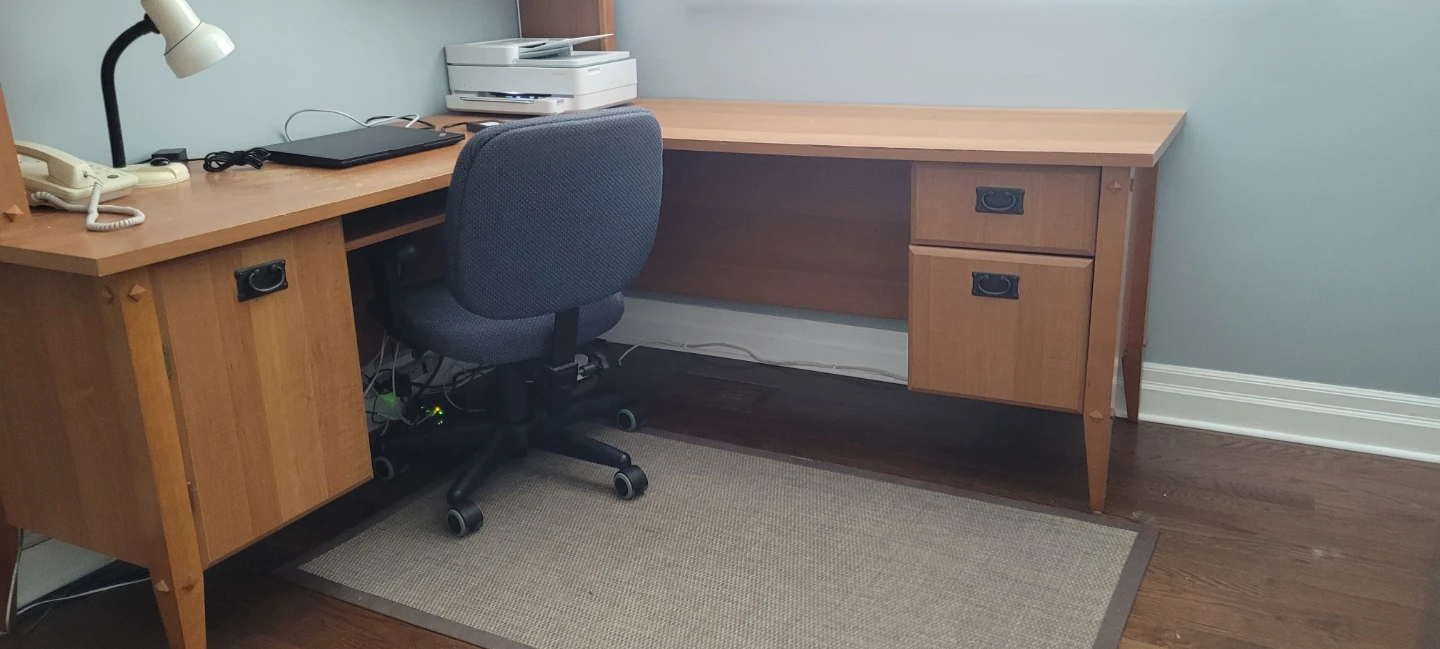 Wooden L-Shaped Desk with Hutch - photo 2