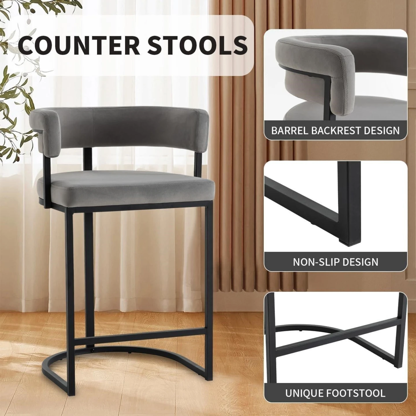 Grey Counter Stools (Set of 2) - photo 3