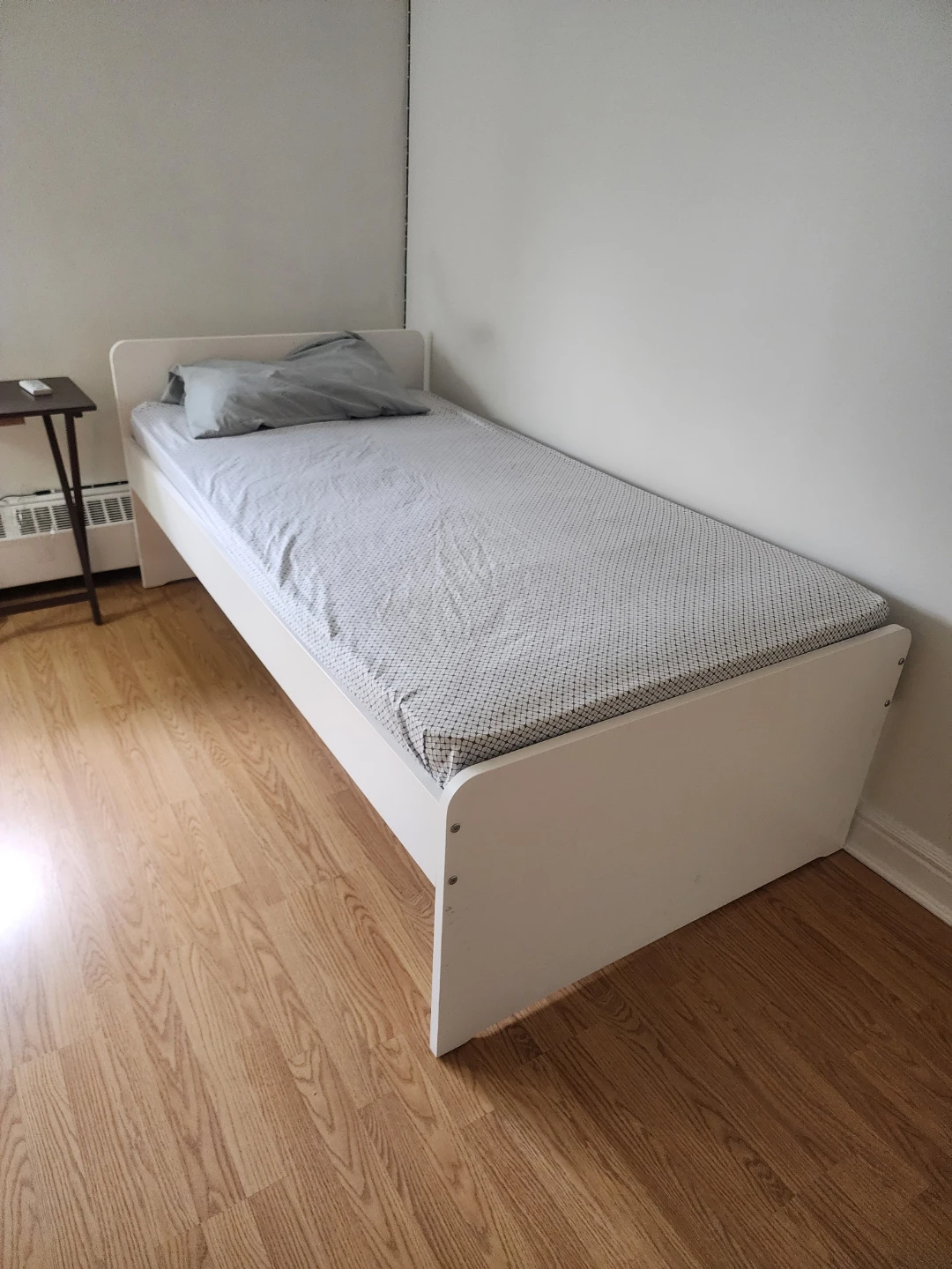 White Twin Bed Frame with mattress