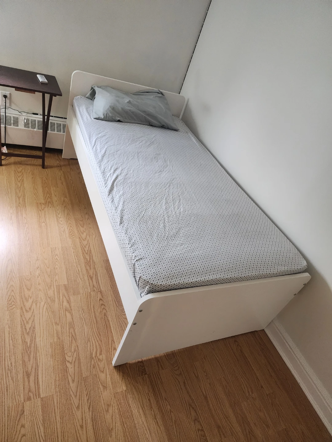 White Twin Bed Frame with mattress - photo 2