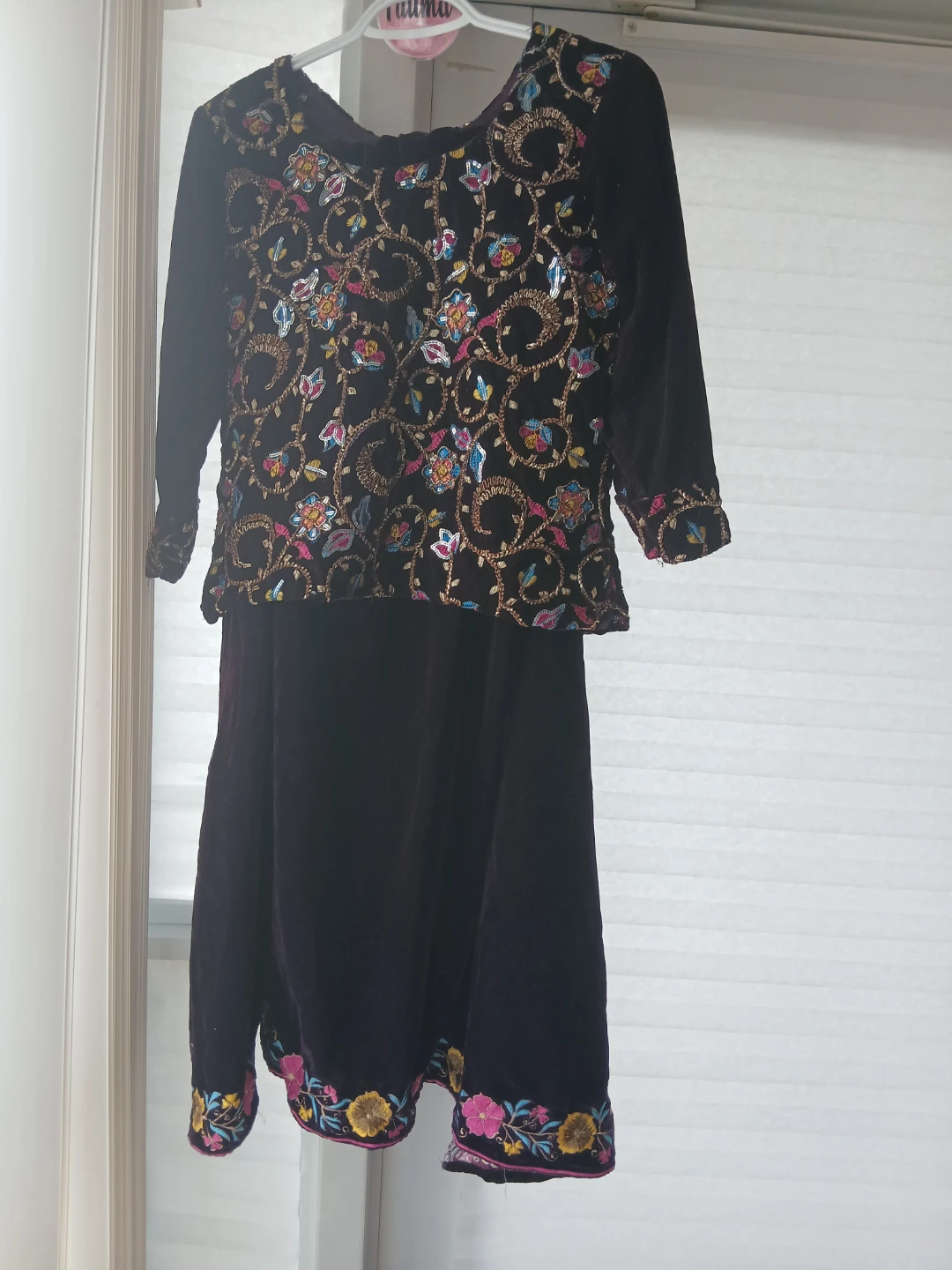 Embroidered Velvet Dress - photo 2