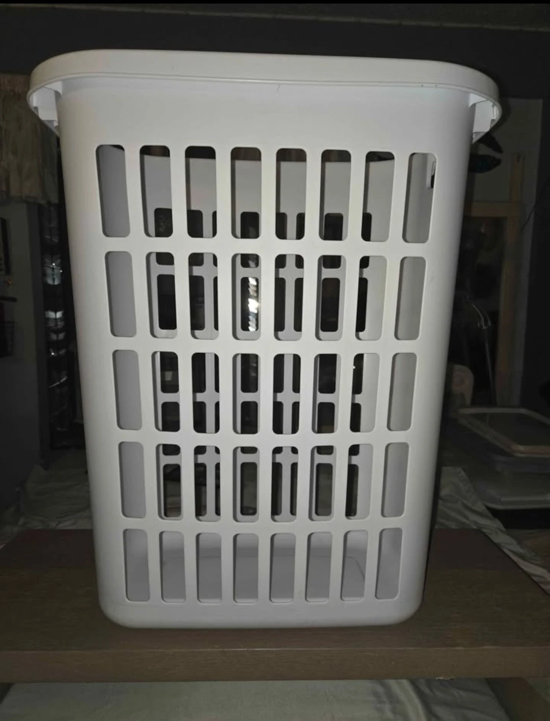 Sterilite White Plastic Laundry Basket Clean Inside