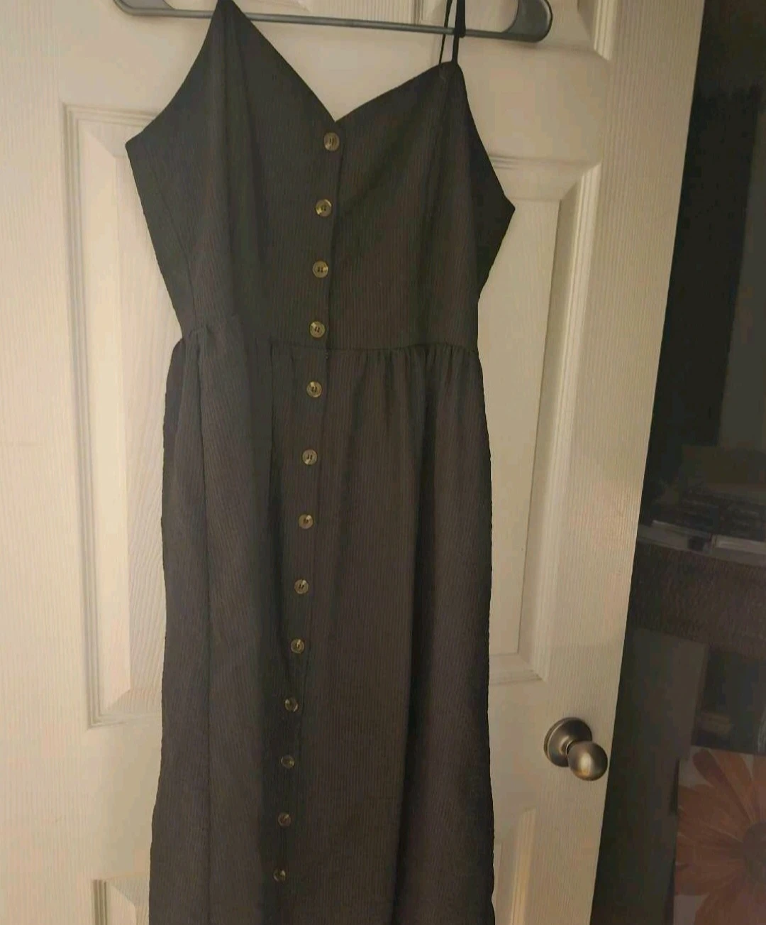 Dark Blue Button-Front Midi Dress - photo 3
