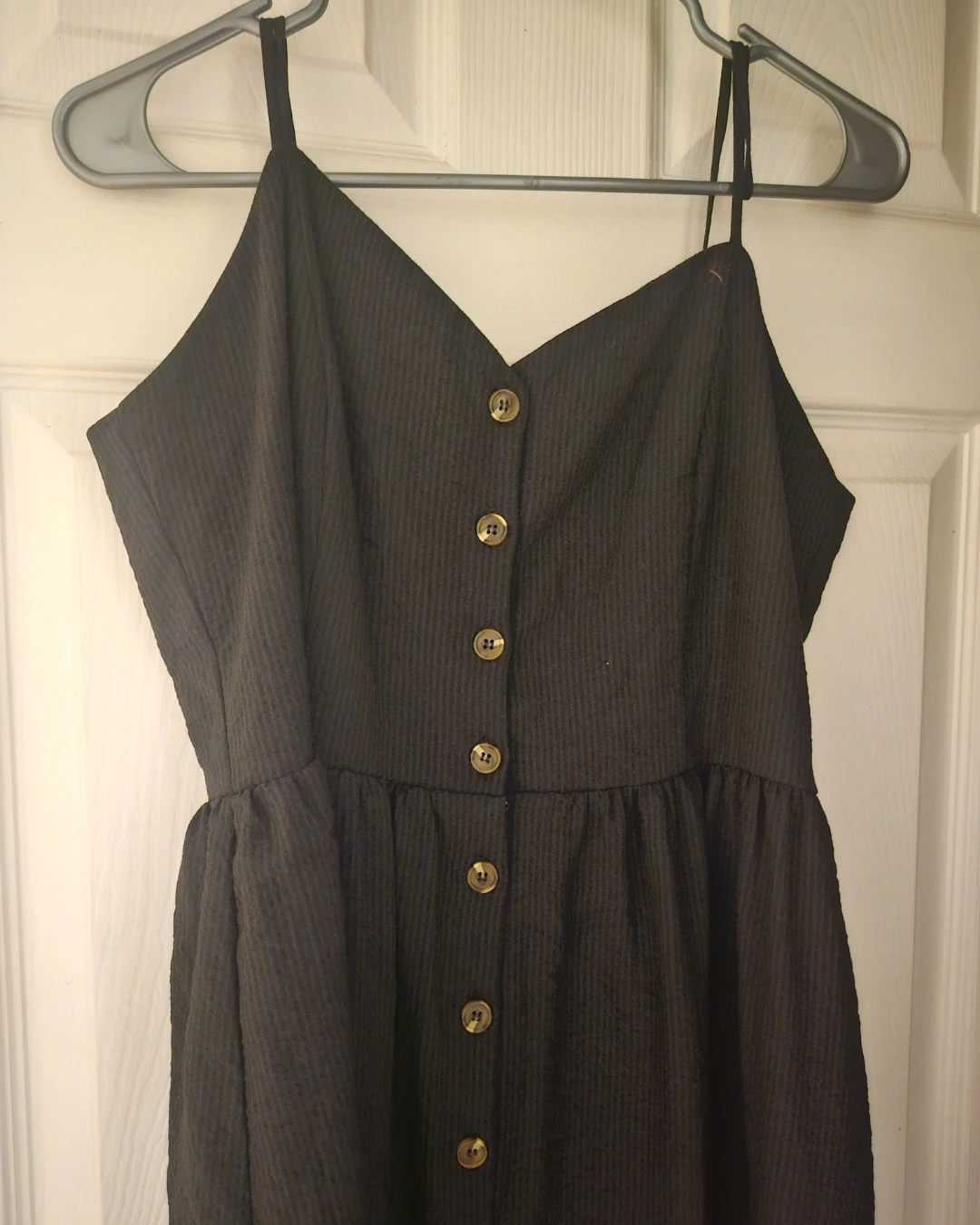 Dark Blue Button-Front Midi Dress - photo 4