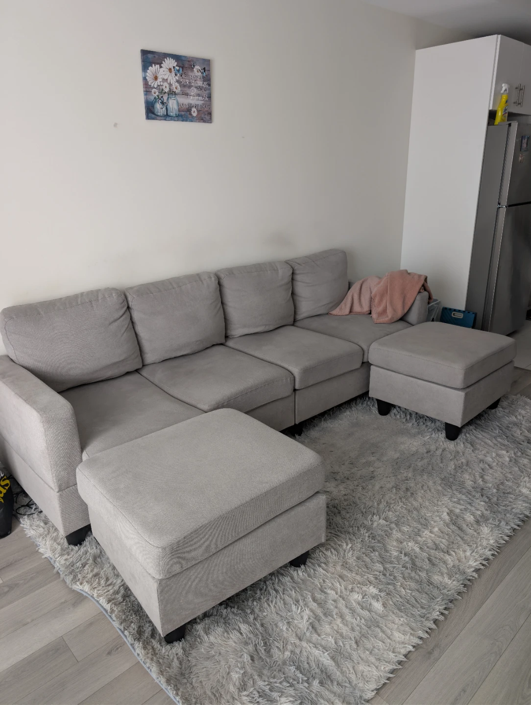 Grey Sectional Sofa with Ottomans - photo 2
