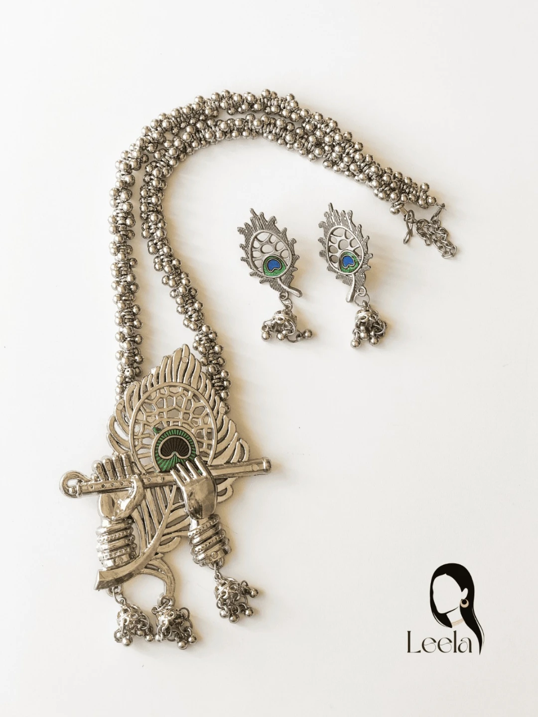 Krishna Pendant Necklace and Earrings Set