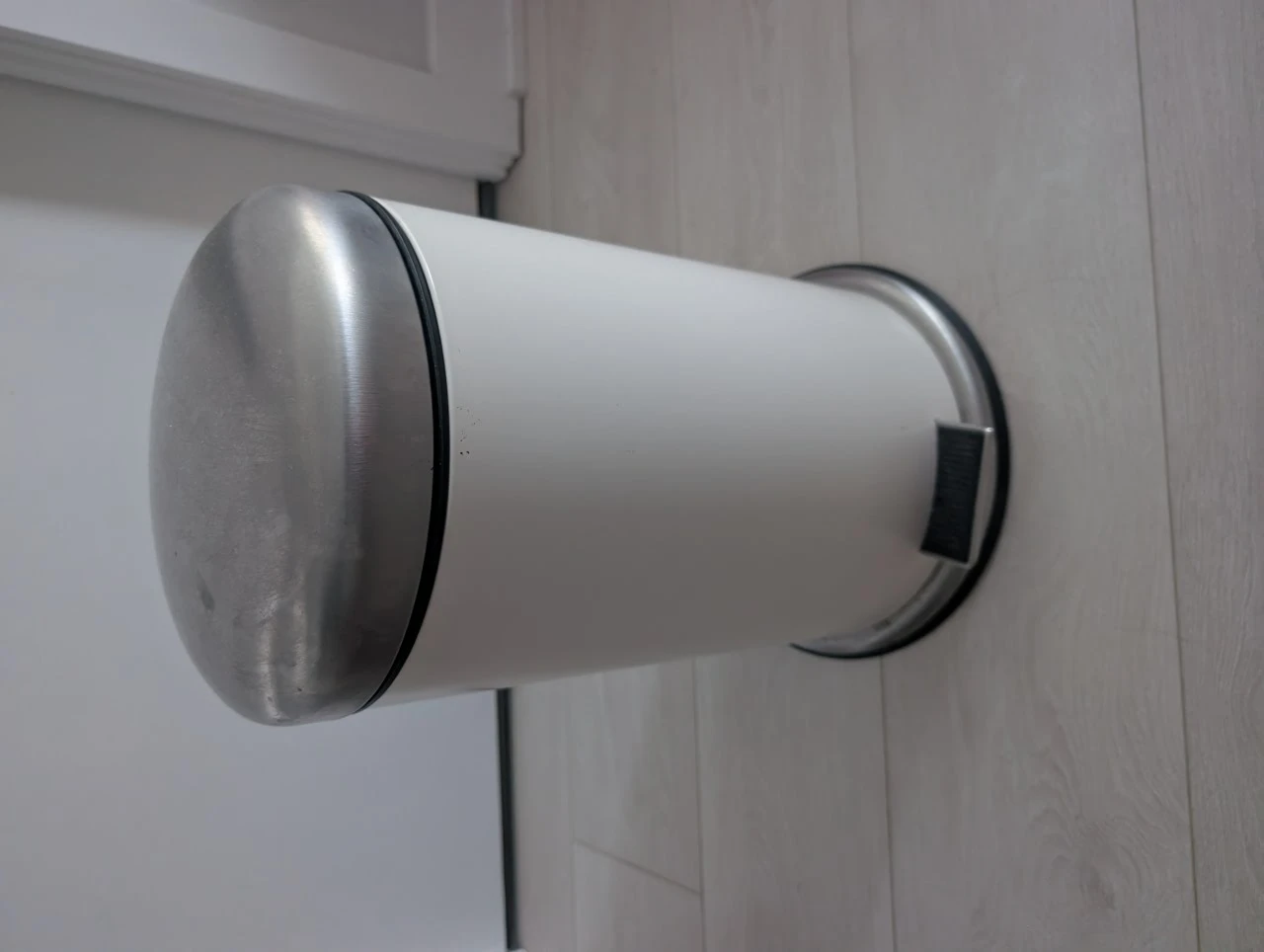 White and Stainless Steel Step Can Trash Bin - photo 2