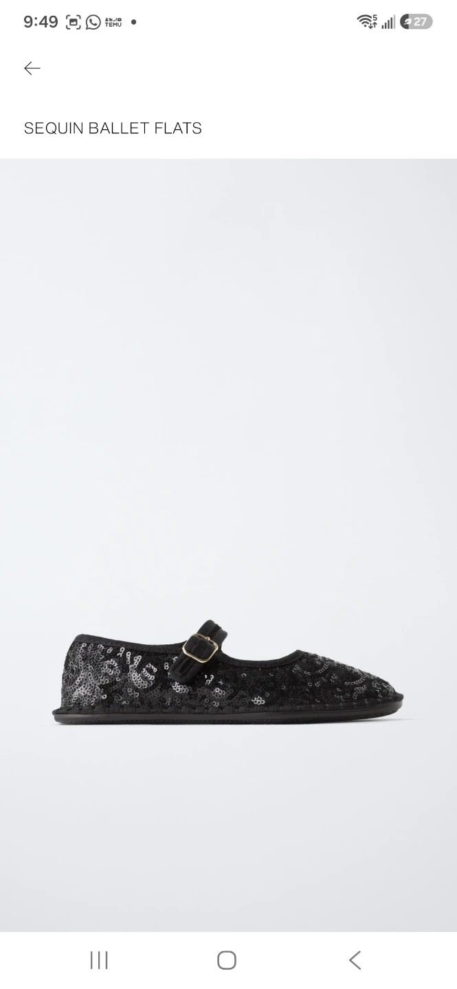 Kids Black Sequin Ballet Flats size 4