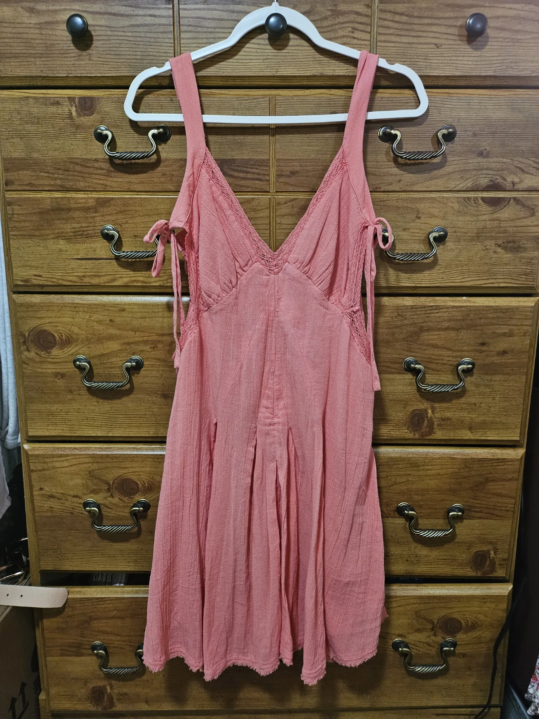 Breezy Coral Cutout Mini Dress