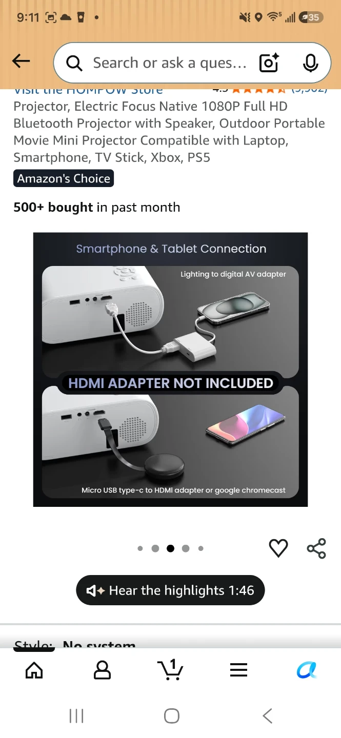 Electric Focus Native 1080P Full HD Bluetooth Projector - photo 2