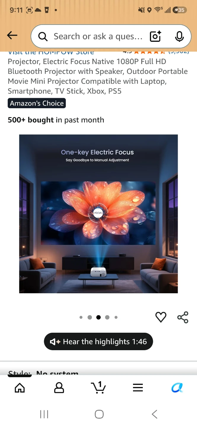 Electric Focus Native 1080P Full HD Bluetooth Projector - photo 3