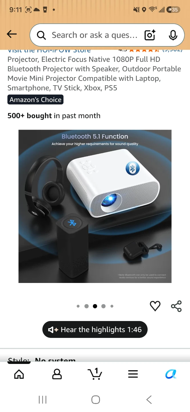 Electric Focus Native 1080P Full HD Bluetooth Projector - photo 4