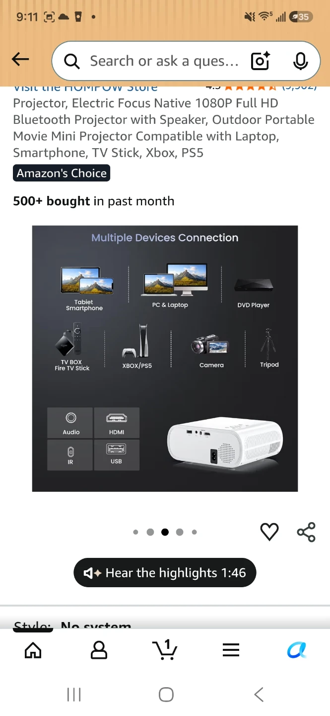 Electric Focus Native 1080P Full HD Bluetooth Projector - photo 5