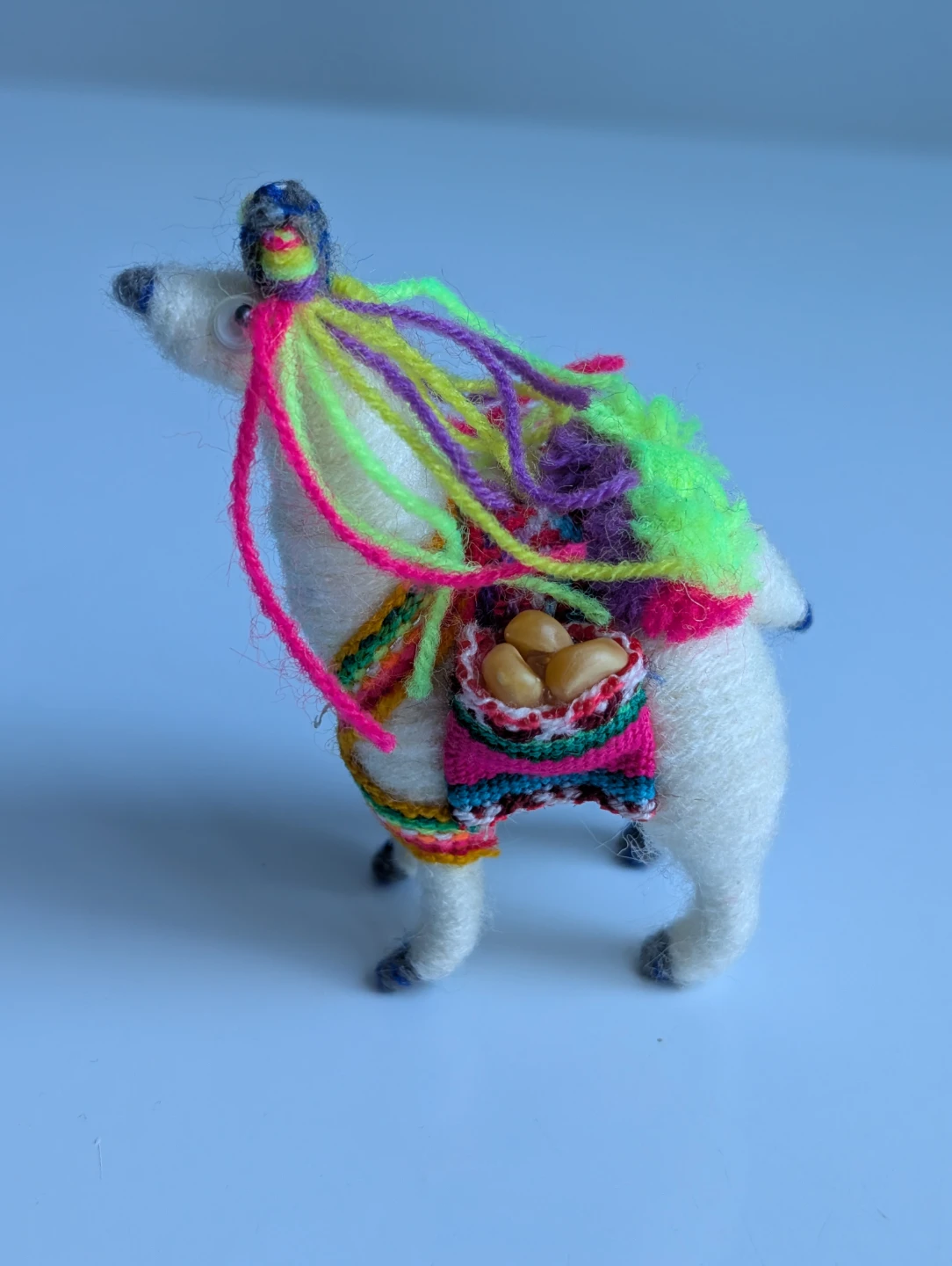 Handmade Wool Llama Figurine with Colorful Accents - photo 3