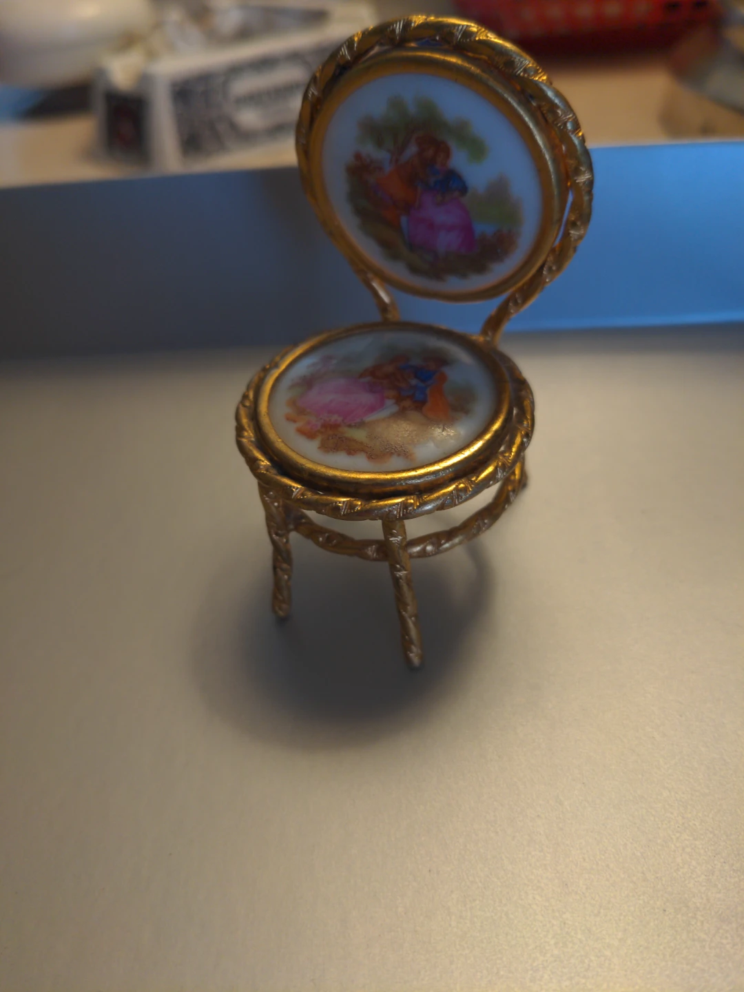 Miniature decorative chair with painted scene - photo 5