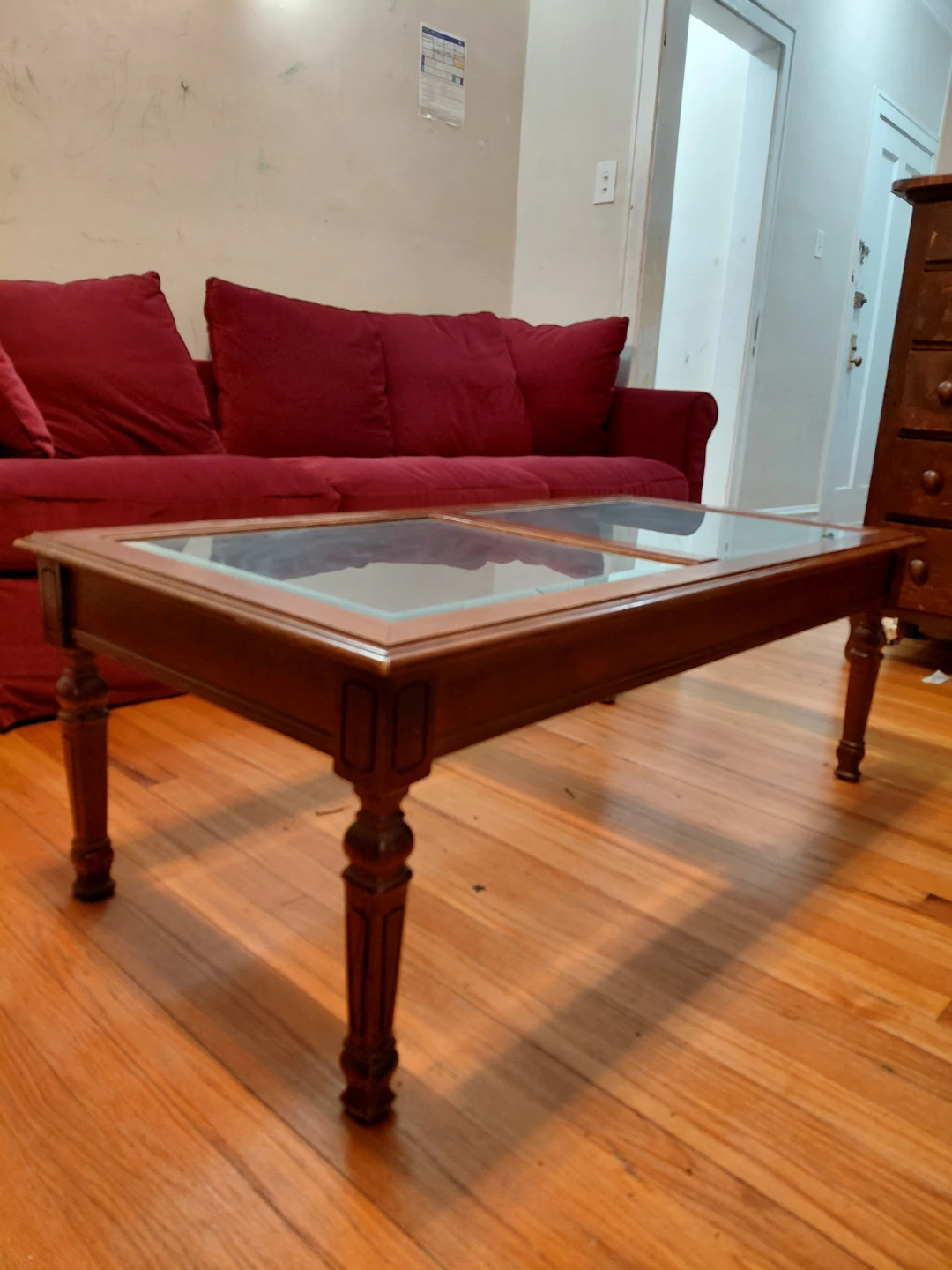 Wooden Coffee Table with Glass Top - photo 2