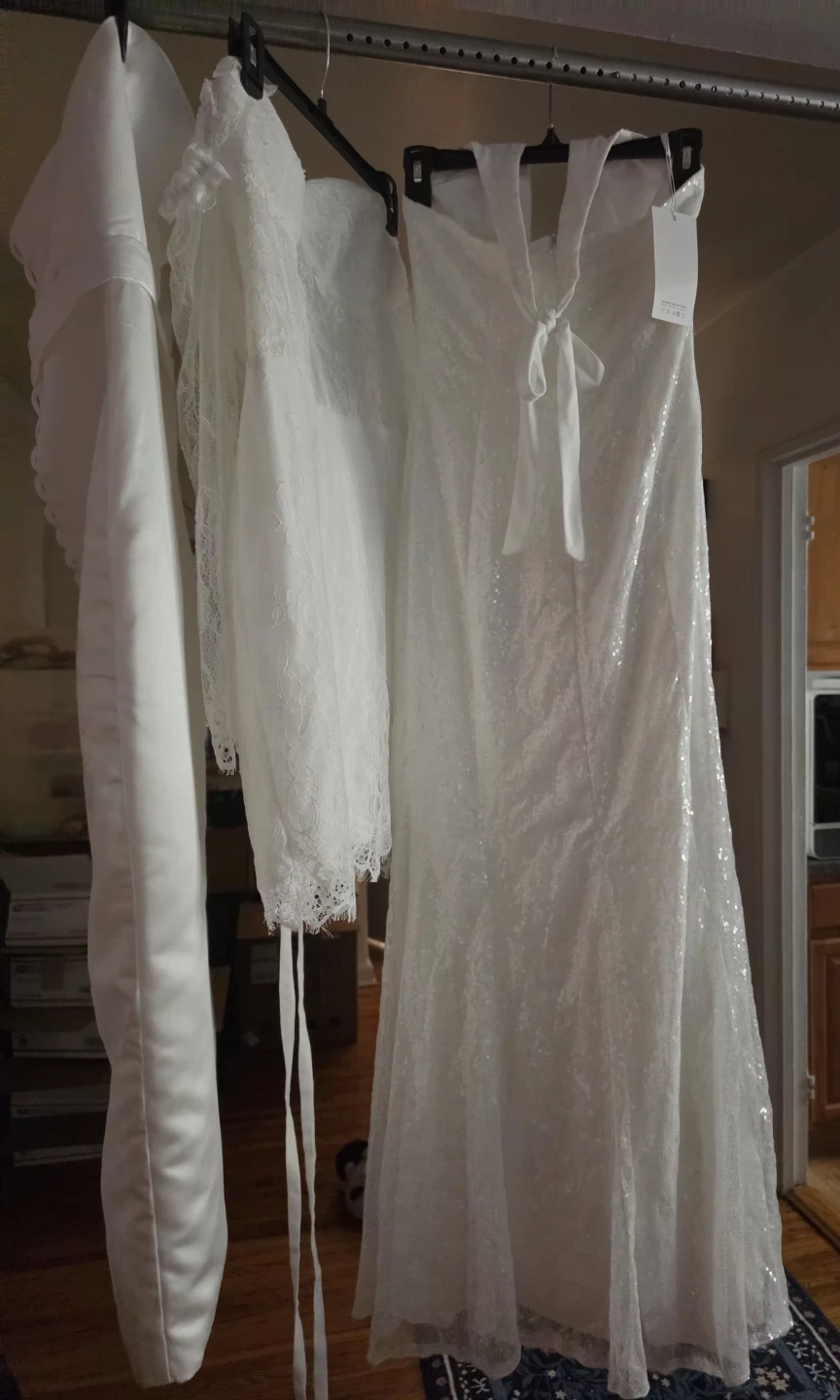 Sparkly White Sequin Marmaid Evening Gown. Sz 10 - photo 4