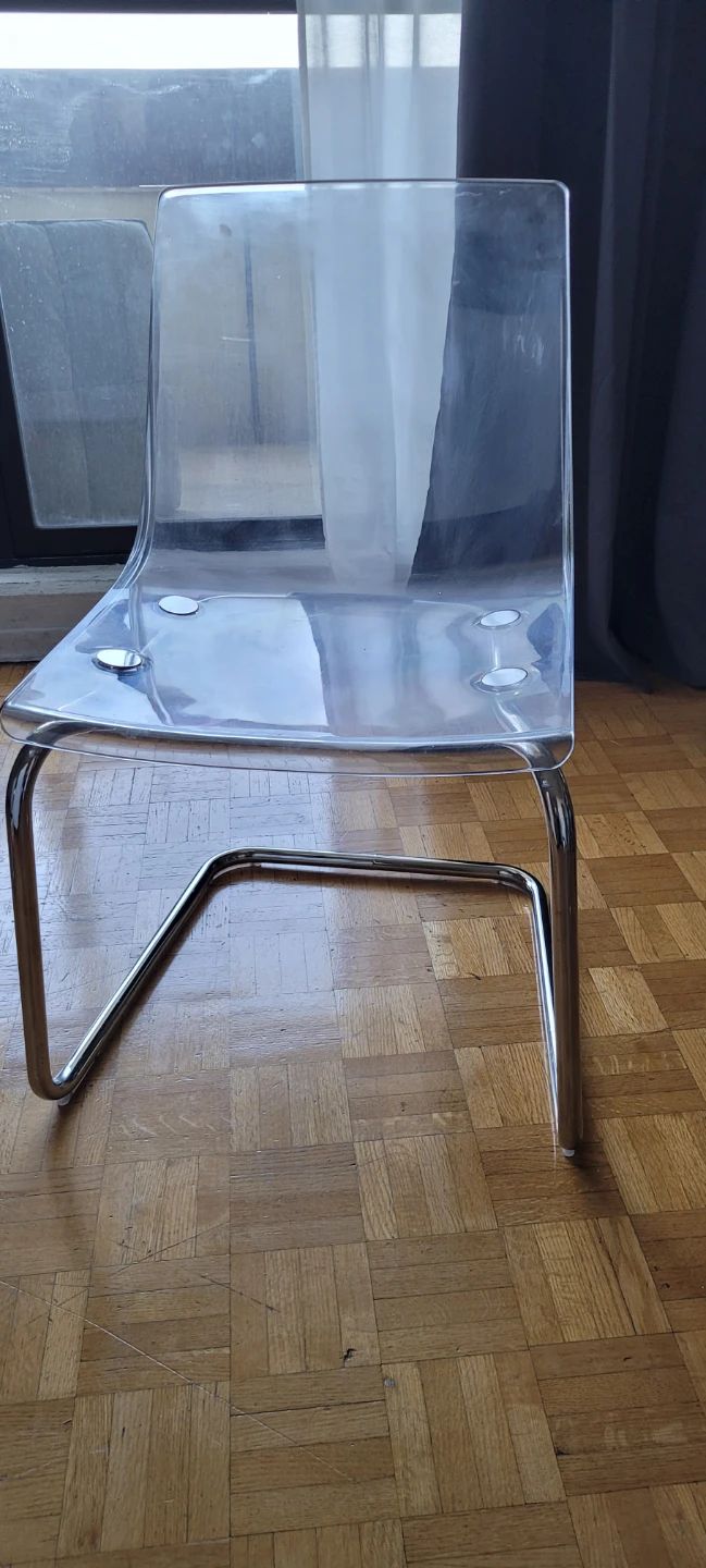 4 Clear Acrylic Side Chair with Chrome Legs (each $25)