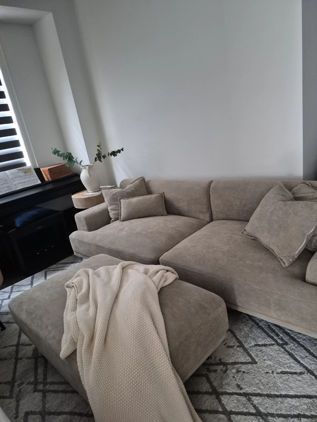 Taupe 3 seater Sofa with Ottoman